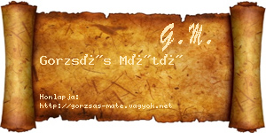 Gorzsás Máté névjegykártya